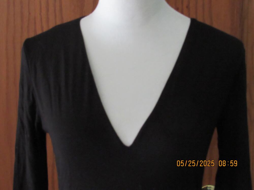 Plunging V-Neck Black Bodysuit - Size large
